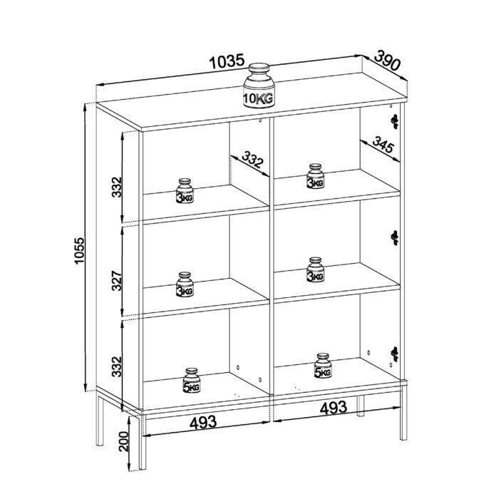 Laval WT104 – witryna z oświetleniem LED, kaszmir, szerokość 104 cm, wysokość 126 cm, głębokość 39 cm - obrazek 5