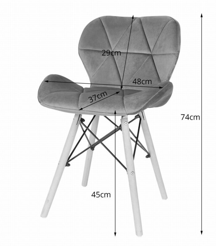 komodee AMANTEA Stuhl rosa gepolstert mit Velours, Holzbeinen, für Wohnzimmer, Büro, Esszimmer, Abmessungen 48x74x53 cm, Traglast bis 110 kg – Bild 5