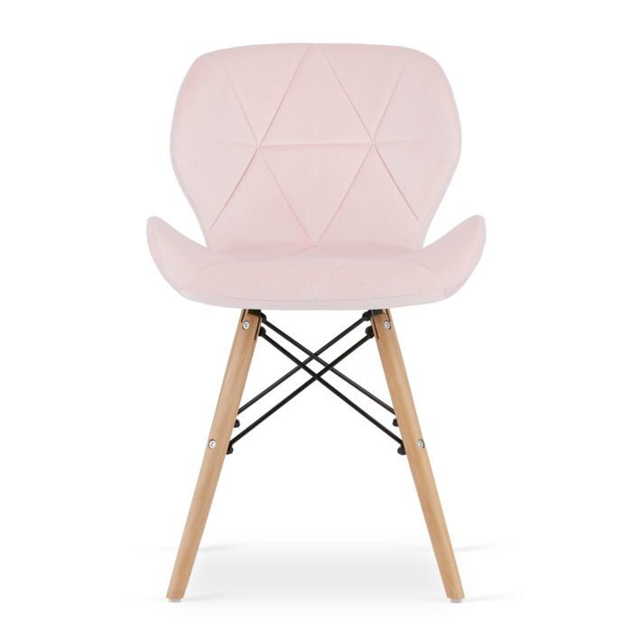 komodee AMANTEA Stuhl rosa gepolstert mit Velours, Holzbeinen, für Wohnzimmer, Büro, Esszimmer, Abmessungen 48x74x53 cm, Traglast bis 110 kg – Bild 2