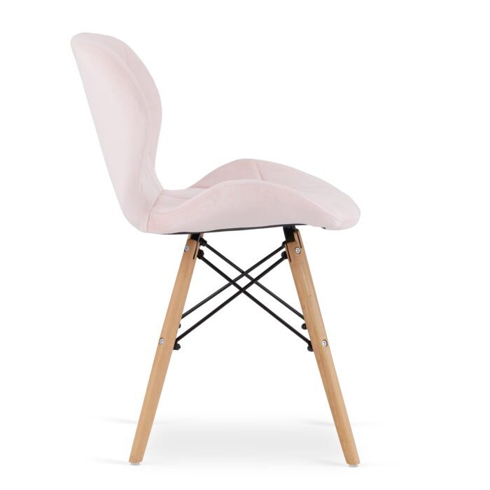 komodee AMANTEA Stuhl rosa gepolstert mit Velours, Holzbeinen, für Wohnzimmer, Büro, Esszimmer, Abmessungen 48x74x53 cm, Traglast bis 110 kg – Bild 3