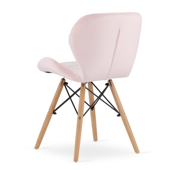 komodee AMANTEA Stuhl rosa gepolstert mit Velours, Holzbeinen, für Wohnzimmer, Büro, Esszimmer, Abmessungen 48x74x53 cm, Traglast bis 110 kg – Bild 4