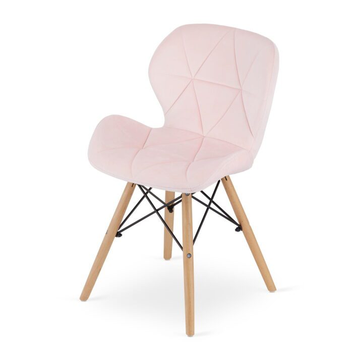 komodee AMANTEA Stuhl rosa gepolstert mit Velours, Holzbeinen, für Wohnzimmer, Büro, Esszimmer, Abmessungen 48x74x53 cm, Traglast bis 110 kg – Bild 7