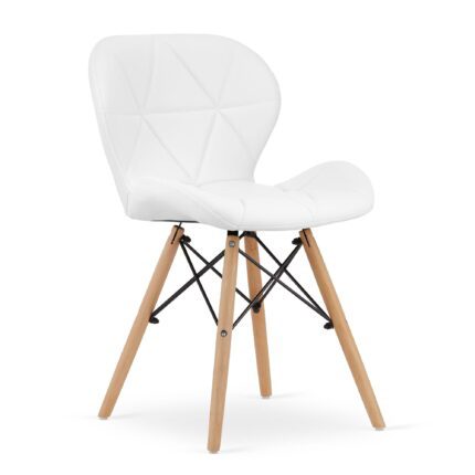 komodee Stuhl AMANTEA weiße Holzbeine aus Kunstleder für Wohnzimmer, Büro, Esszimmer, Abmessungen 48x74x53 cm, Belastung bis 110 kg