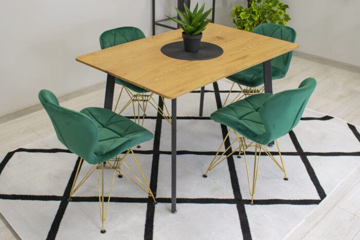 komodee NESSO chaise verte rembourrée en velours avec pieds dorés, pour salon, bureau, salle à manger, dimensions 47x73x53 cm, charge 110 kg – Image 5