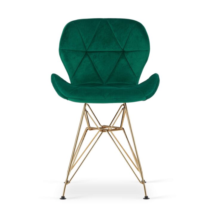 komodee NESSO chaise verte rembourrée en velours avec pieds dorés, pour salon, bureau, salle à manger, dimensions 47x73x53 cm, charge 110 kg – Image 2