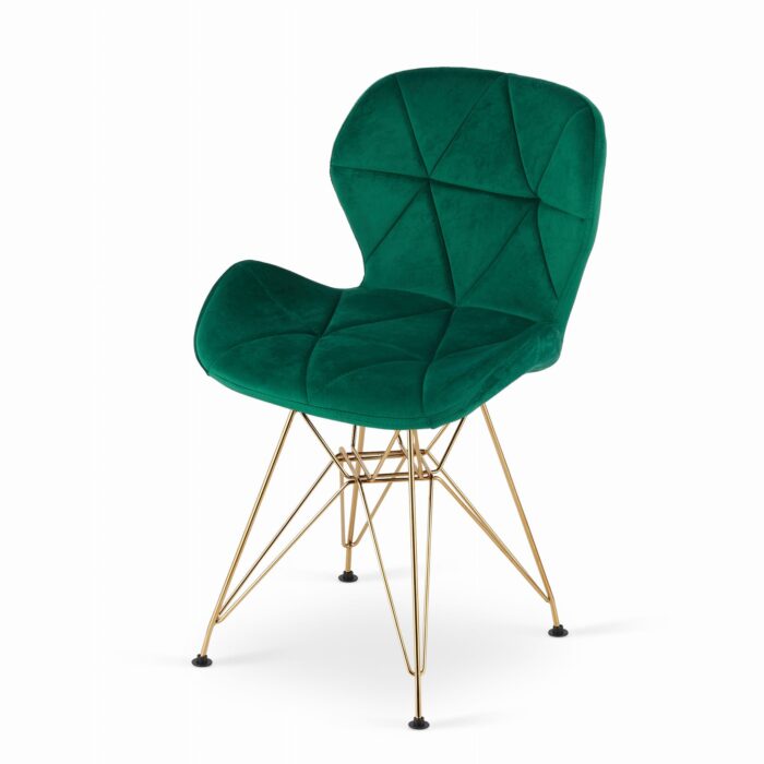 komodee NESSO chaise verte rembourrée en velours avec pieds dorés, pour salon, bureau, salle à manger, dimensions 47x73x53 cm, charge 110 kg – Image 9