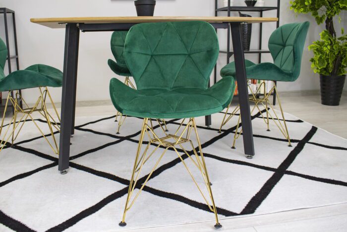 komodee NESSO chaise verte rembourrée en velours avec pieds dorés, pour salon, bureau, salle à manger, dimensions 47x73x53 cm, charge 110 kg – Image 10
