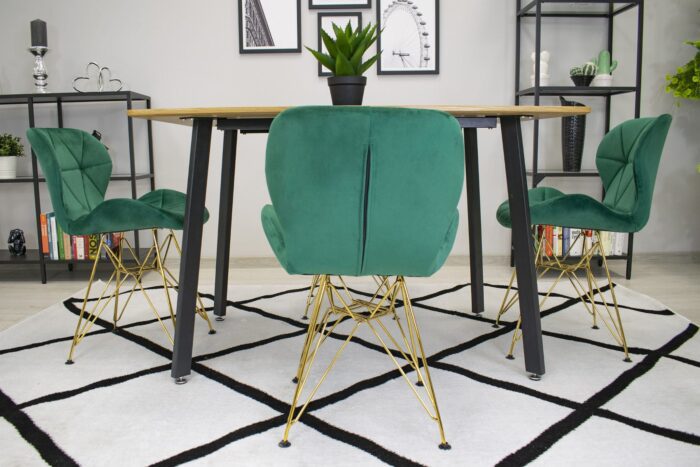 komodee NESSO chaise verte rembourrée en velours avec pieds dorés, pour salon, bureau, salle à manger, dimensions 47x73x53 cm, charge 110 kg – Image 13