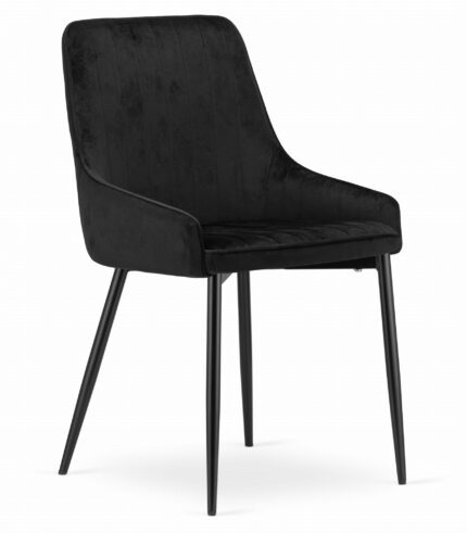 komodee BERGAMO chaise en velours noir avec cadre en métal matelassé pour salon, bureau, chambre à coucher, salle à manger, capacité de charge 110 kg, dimensions 49x83x58 cm