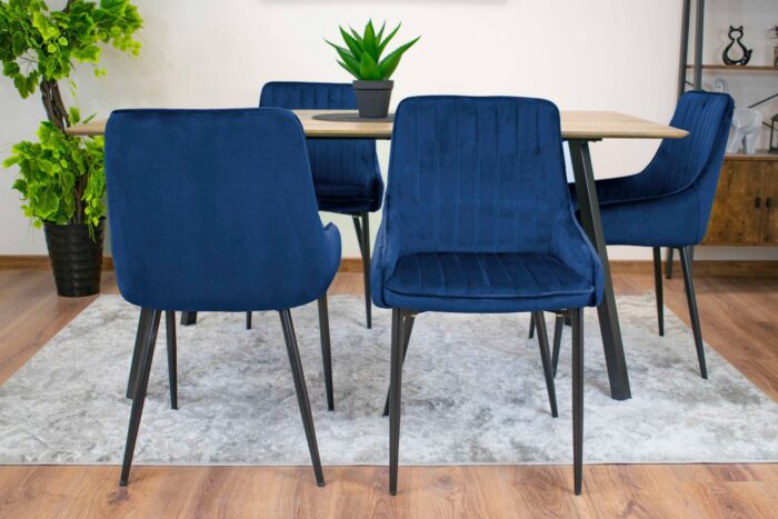 komodee Stuhl BERGAMO blauer Samt gepolstert mit Steppbeinen aus Metall für Wohnzimmer, Arbeitszimmer, Esszimmer, Schlafzimmer, Belastung 110 kg – Bild 6