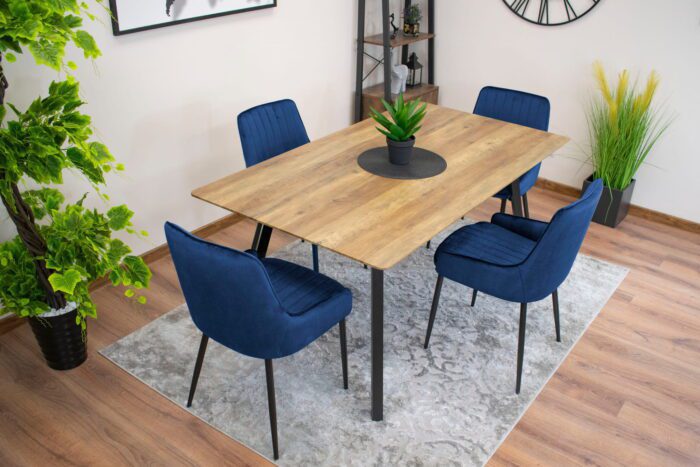 komodee Stuhl BERGAMO blauer Samt gepolstert mit Steppbeinen aus Metall für Wohnzimmer, Arbeitszimmer, Esszimmer, Schlafzimmer, Belastung 110 kg – Bild 5