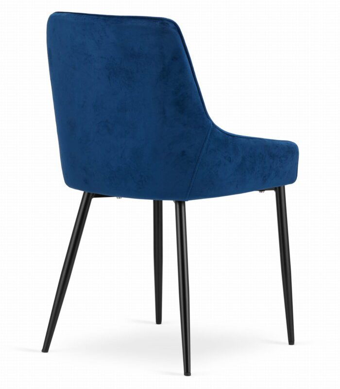 komodee Stuhl BERGAMO blauer Samt gepolstert mit Steppbeinen aus Metall für Wohnzimmer, Arbeitszimmer, Esszimmer, Schlafzimmer, Belastung 110 kg – Bild 4
