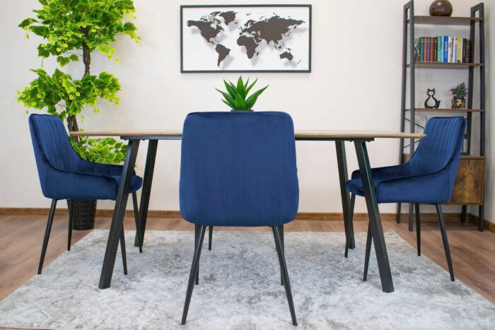 komodee Stuhl BERGAMO blauer Samt gepolstert mit Steppbeinen aus Metall für Wohnzimmer, Arbeitszimmer, Esszimmer, Schlafzimmer, Belastung 110 kg – Bild 12