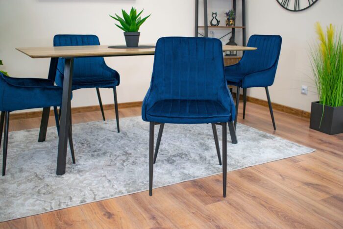 komodee Stuhl BERGAMO blauer Samt gepolstert mit Steppbeinen aus Metall für Wohnzimmer, Arbeitszimmer, Esszimmer, Schlafzimmer, Belastung 110 kg – Bild 14