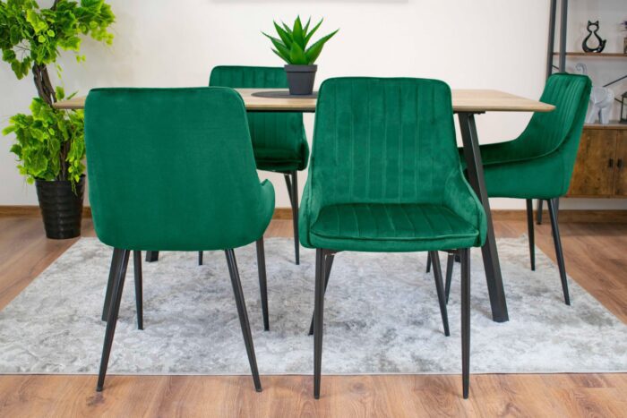 komodee BERGAMO chaise en velours vert rembourrée avec pieds en métal matelassé pour salon, salle à manger, bureau, capacité de charge jusqu’à 110 kg – Image 6