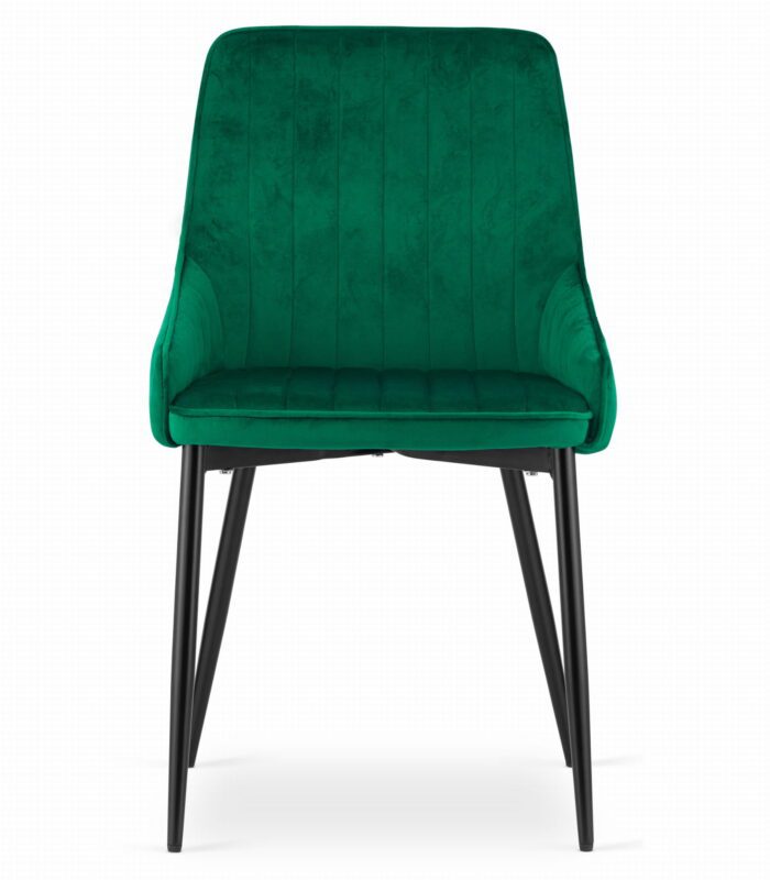 komodee BERGAMO chaise en velours vert rembourrée avec pieds en métal matelassé pour salon, salle à manger, bureau, capacité de charge jusqu’à 110 kg – Image 2