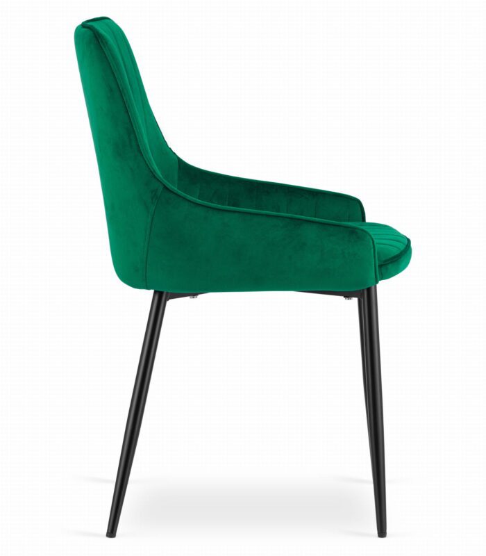 komodee BERGAMO chaise en velours vert rembourrée avec pieds en métal matelassé pour salon, salle à manger, bureau, capacité de charge jusqu’à 110 kg – Image 3