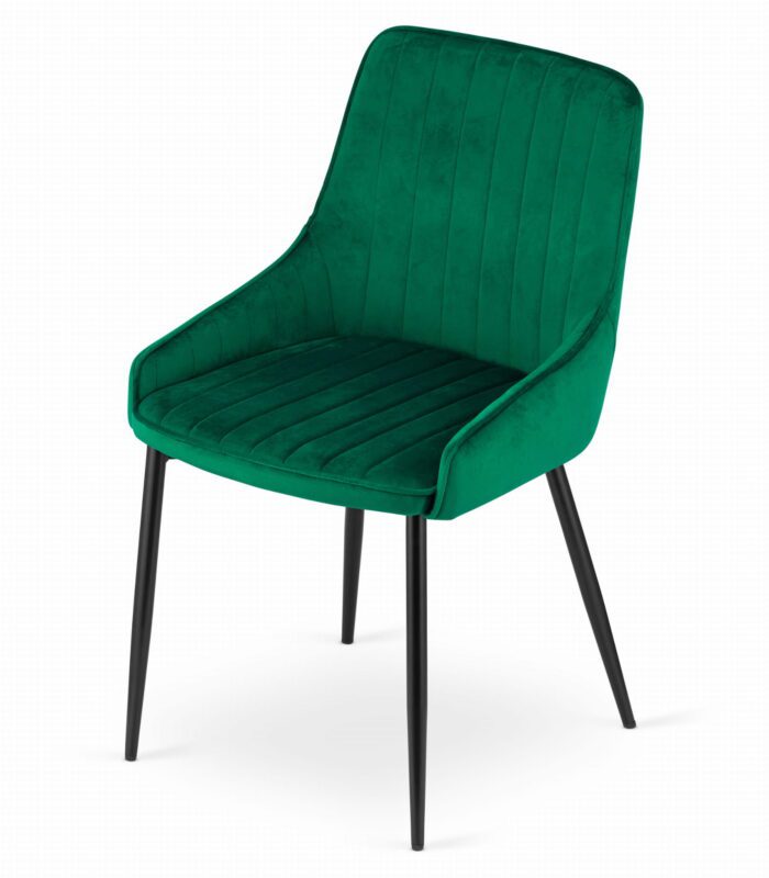 komodee BERGAMO chaise en velours vert rembourrée avec pieds en métal matelassé pour salon, salle à manger, bureau, capacité de charge jusqu’à 110 kg – Image 9