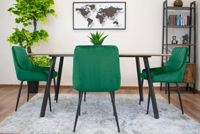 komodee BERGAMO chaise en velours vert rembourrée avec pieds en métal matelassé pour salon, salle à manger, bureau, capacité de charge jusqu’à 110 kg – Image 11