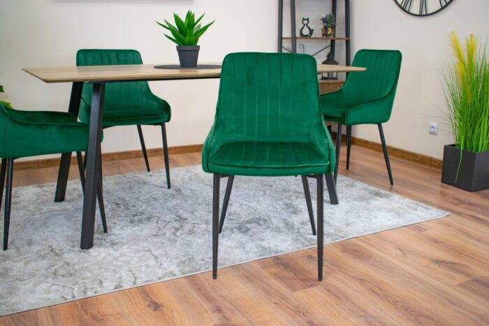 komodee BERGAMO chaise en velours vert rembourrée avec pieds en métal matelassé pour salon, salle à manger, bureau, capacité de charge jusqu’à 110 kg – Image 13