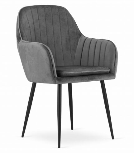 komodee chair MINORI dark gray velvet metal legs easy assembly for living room, dining room, bedroom, load 110 kg