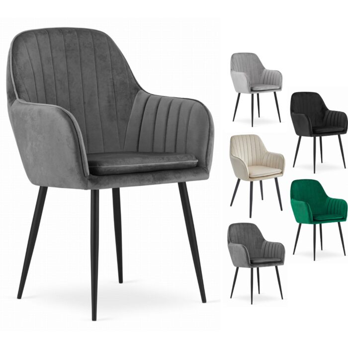 komodee chair MINORI dark gray velvet metal legs easy assembly for living room, dining room, bedroom, load 110 kg - Image 8