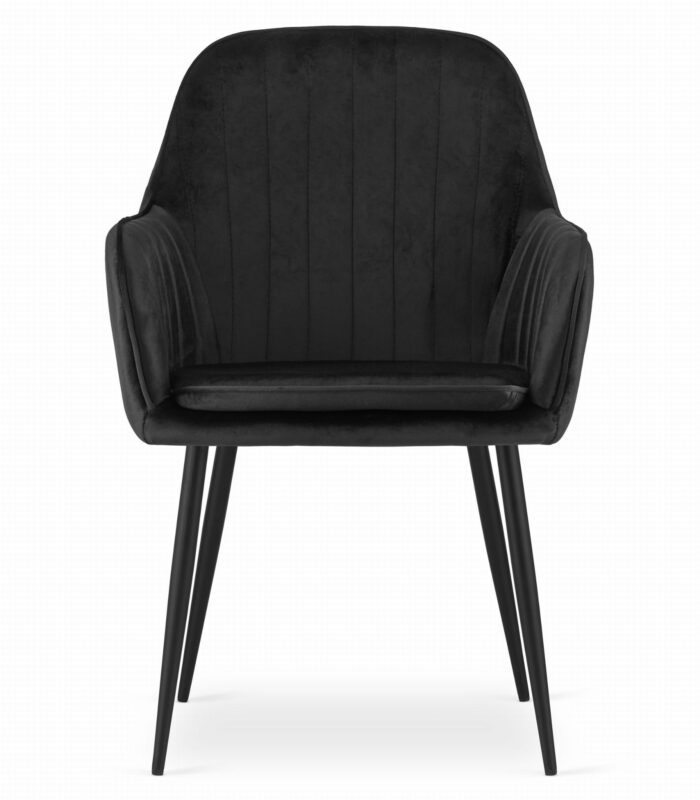 komodee krzesło MINORI czarne aksamitne metalowe nogi do salonu, gabinetu, sypialni, jadalni, maksymalne obciążenie 110 kg, wymiary 58x87x57 cm - obrazek 2