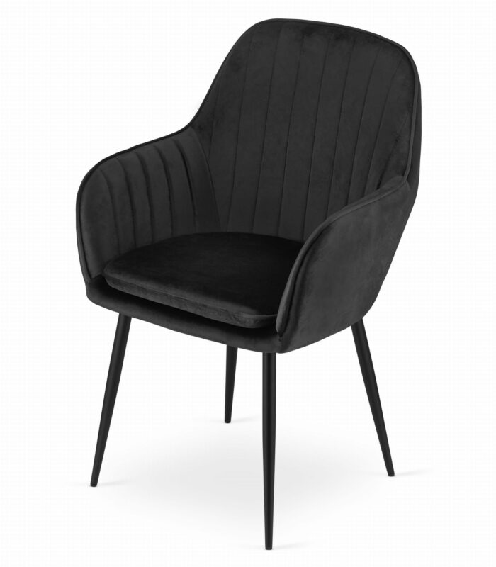 komodee krzesło MINORI czarne aksamitne metalowe nogi do salonu, gabinetu, sypialni, jadalni, maksymalne obciążenie 110 kg, wymiary 58x87x57 cm - obrazek 9