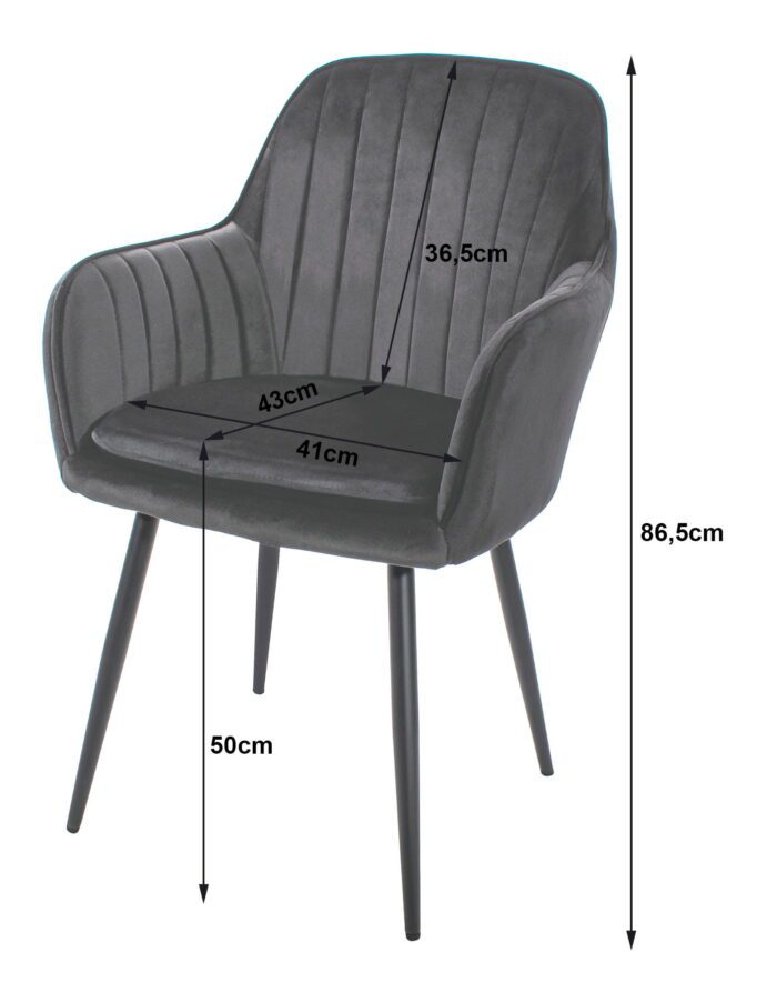 komodee chair MINORI green velvet upholstered black legs for living room, dining room, study, load capacity up to 110 kg, dimensions 58x87x57 cm - Image 7