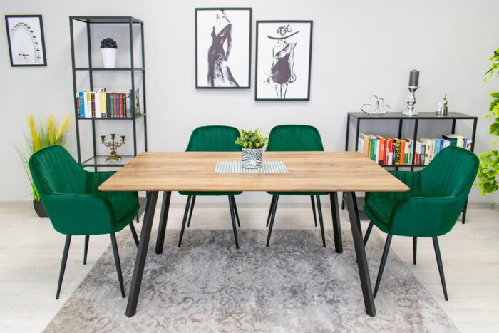 komodee chair MINORI green velvet upholstered black legs for living room, dining room, study, load capacity up to 110 kg, dimensions 58x87x57 cm - Image 5