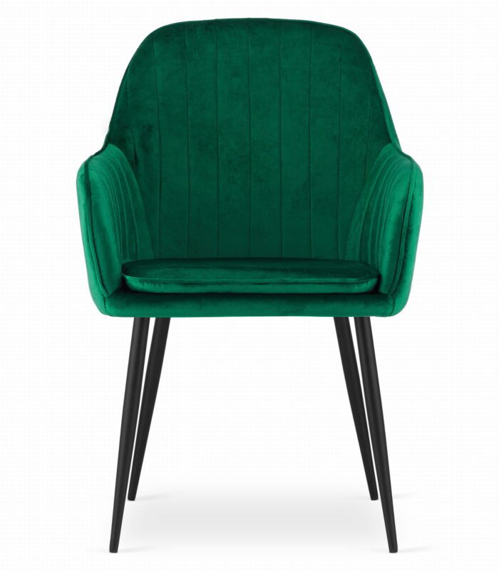 komodee chair MINORI green velvet upholstered black legs for living room, dining room, study, load capacity up to 110 kg, dimensions 58x87x57 cm - Image 2