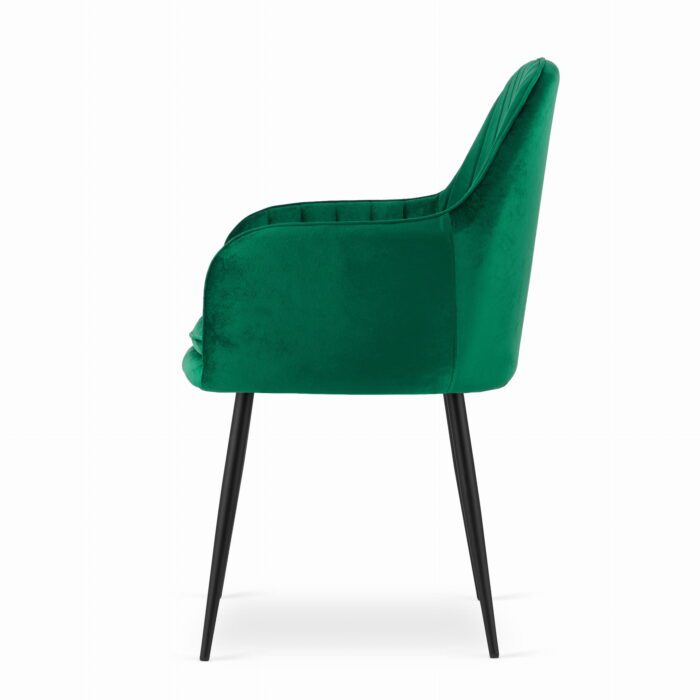 komodee chair MINORI green velvet upholstered black legs for living room, dining room, study, load capacity up to 110 kg, dimensions 58x87x57 cm - Image 3