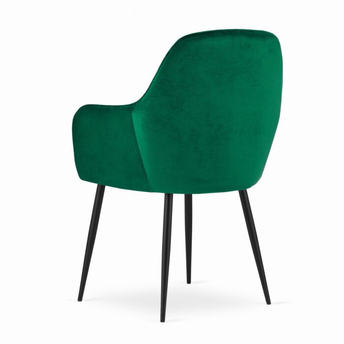 komodee chair MINORI green velvet upholstered black legs for living room, dining room, study, load capacity up to 110 kg, dimensions 58x87x57 cm - Image 4