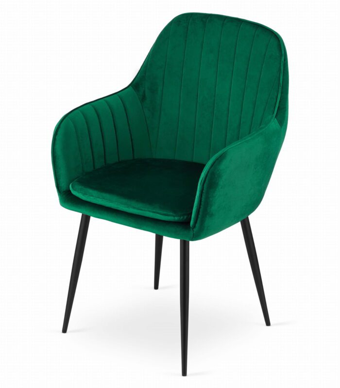 komodee chair MINORI green velvet upholstered black legs for living room, dining room, study, load capacity up to 110 kg, dimensions 58x87x57 cm - Image 9