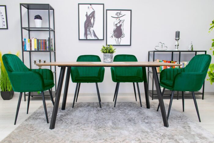komodee chair MINORI green velvet upholstered black legs for living room, dining room, study, load capacity up to 110 kg, dimensions 58x87x57 cm - Image 10