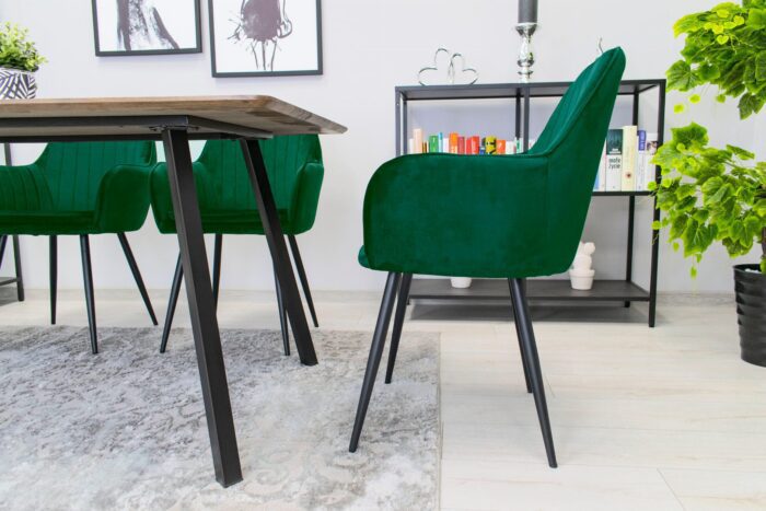 komodee chair MINORI green velvet upholstered black legs for living room, dining room, study, load capacity up to 110 kg, dimensions 58x87x57 cm - Image 11