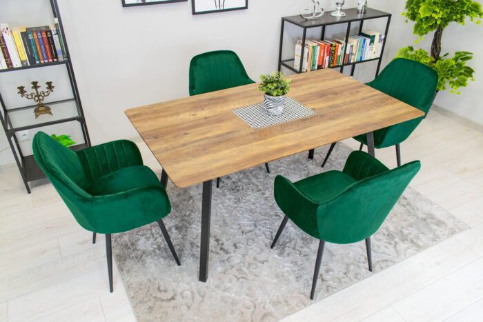 komodee chair MINORI green velvet upholstered black legs for living room, dining room, study, load capacity up to 110 kg, dimensions 58x87x57 cm - Image 12