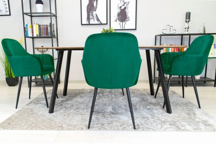 komodee chair MINORI green velvet upholstered black legs for living room, dining room, study, load capacity up to 110 kg, dimensions 58x87x57 cm - Image 13