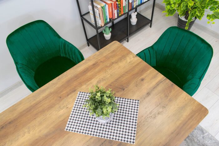 komodee chair MINORI green velvet upholstered black legs for living room, dining room, study, load capacity up to 110 kg, dimensions 58x87x57 cm - Image 15