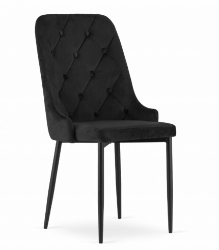 komodee chair ANACAPRI black upholstered with velour metal legs for living room, office, bedroom, dimensions 48x93x56 cm, load up to 110 kg