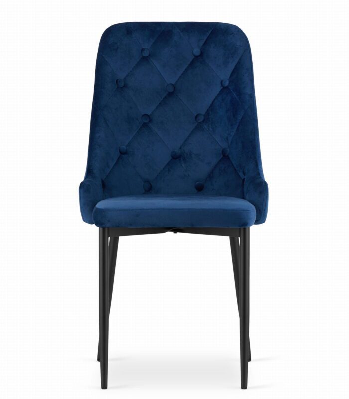 komodee ANACAPRI Stuhl marineblau gepolstert mit Velours, schwarze Metallbeine, für Wohnzimmer, Büro, Schlafzimmer, Abmessungen 48x93x56 cm, Tragfähigkeit bis 110 kg – Bild 2