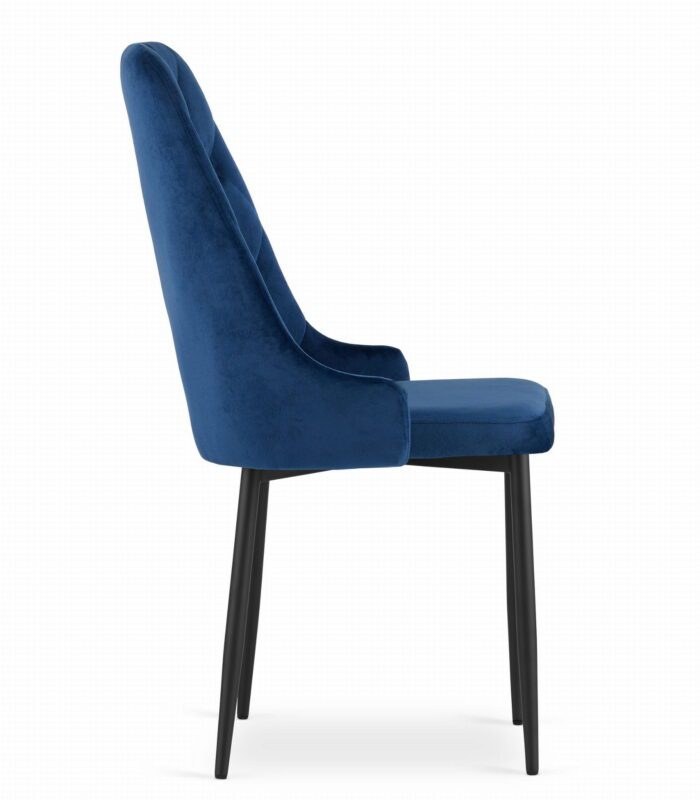 komodee ANACAPRI Stuhl marineblau gepolstert mit Velours, schwarze Metallbeine, für Wohnzimmer, Büro, Schlafzimmer, Abmessungen 48x93x56 cm, Tragfähigkeit bis 110 kg – Bild 3