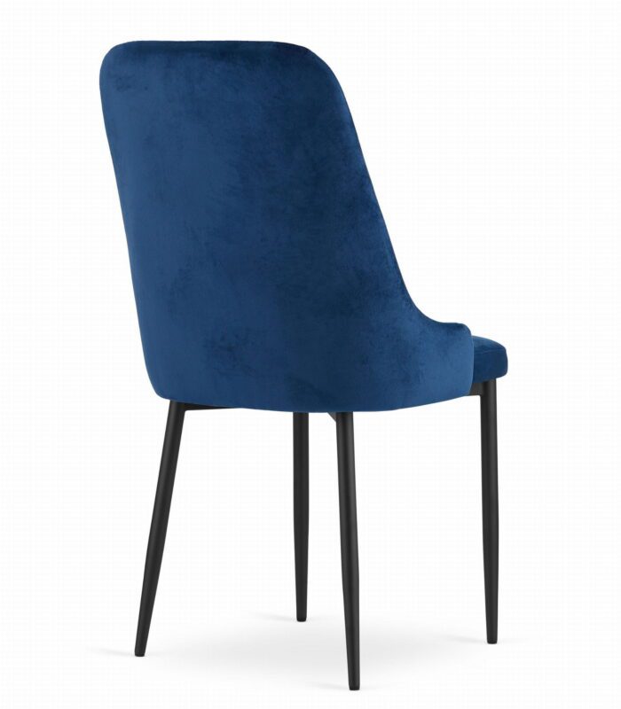 komodee ANACAPRI Stuhl marineblau gepolstert mit Velours, schwarze Metallbeine, für Wohnzimmer, Büro, Schlafzimmer, Abmessungen 48x93x56 cm, Tragfähigkeit bis 110 kg – Bild 4