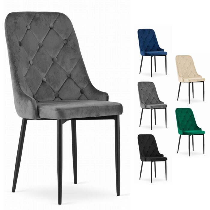 komodee krzesło ANACAPRI szare miękkie tapicerowane welurem z metalowymi nogami do salonu, biura, sypialni, obciążenie do 110 kg, wymiary 48x93x56 cm - obrazek 8