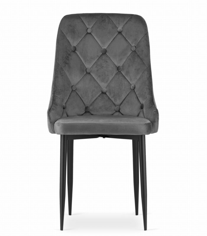 komodee krzesło ANACAPRI szare miękkie tapicerowane welurem z metalowymi nogami do salonu, biura, sypialni, obciążenie do 110 kg, wymiary 48x93x56 cm - obrazek 2