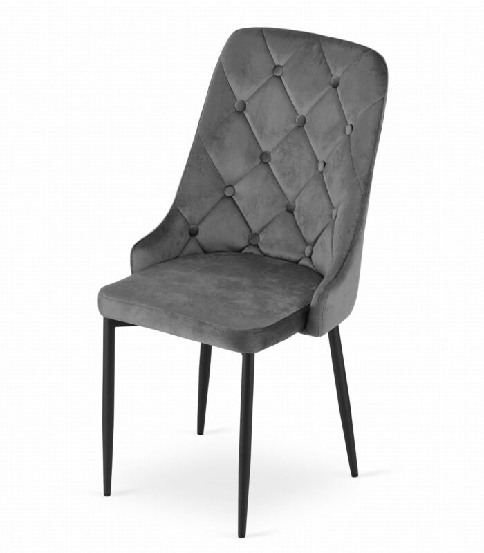 komodee krzesło ANACAPRI szare miękkie tapicerowane welurem z metalowymi nogami do salonu, biura, sypialni, obciążenie do 110 kg, wymiary 48x93x56 cm - obrazek 9