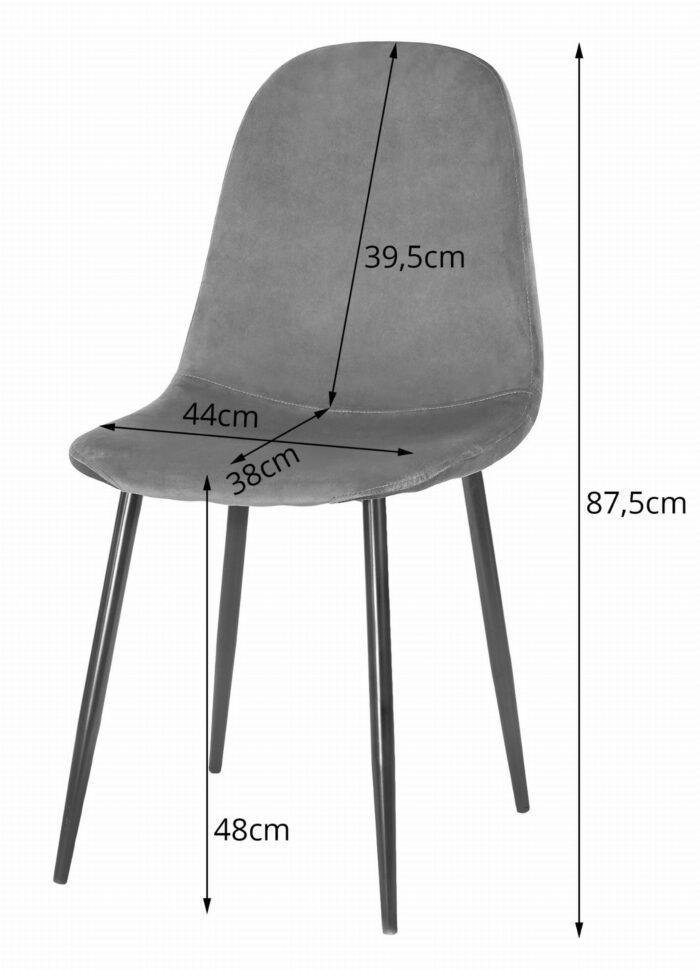 komodee krzesło BELLAGIO ciemnoszare aksamitne metalowe nogi do salonu, gabinetu, sypialni, jadalni, obciążenie 110 kg, wymiary 45x88x51 cm - obrazek 5