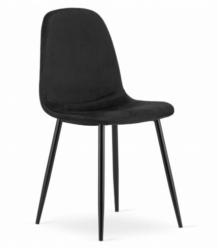 komodee krzesło BELLAGIO czarne aksamitne zdrowotna ergonomia metalowe nogi do salonu, gabinetu, sypialni, jadalni, wymiary 45x88x51 cm, obciążenie do 110 kg