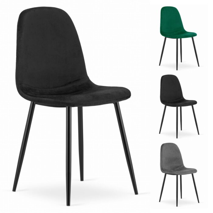 komodee krzesło BELLAGIO czarne aksamitne zdrowotna ergonomia metalowe nogi do salonu, gabinetu, sypialni, jadalni, wymiary 45x88x51 cm, obciążenie do 110 kg - obrazek 6