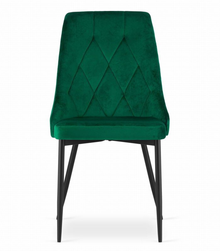 chaise komodee FAENZA en velours vert foncé rembourrée avec des pieds en métal pour salon, bureau, chambre à coucher, charge jusqu’à 110 kg – Image 2